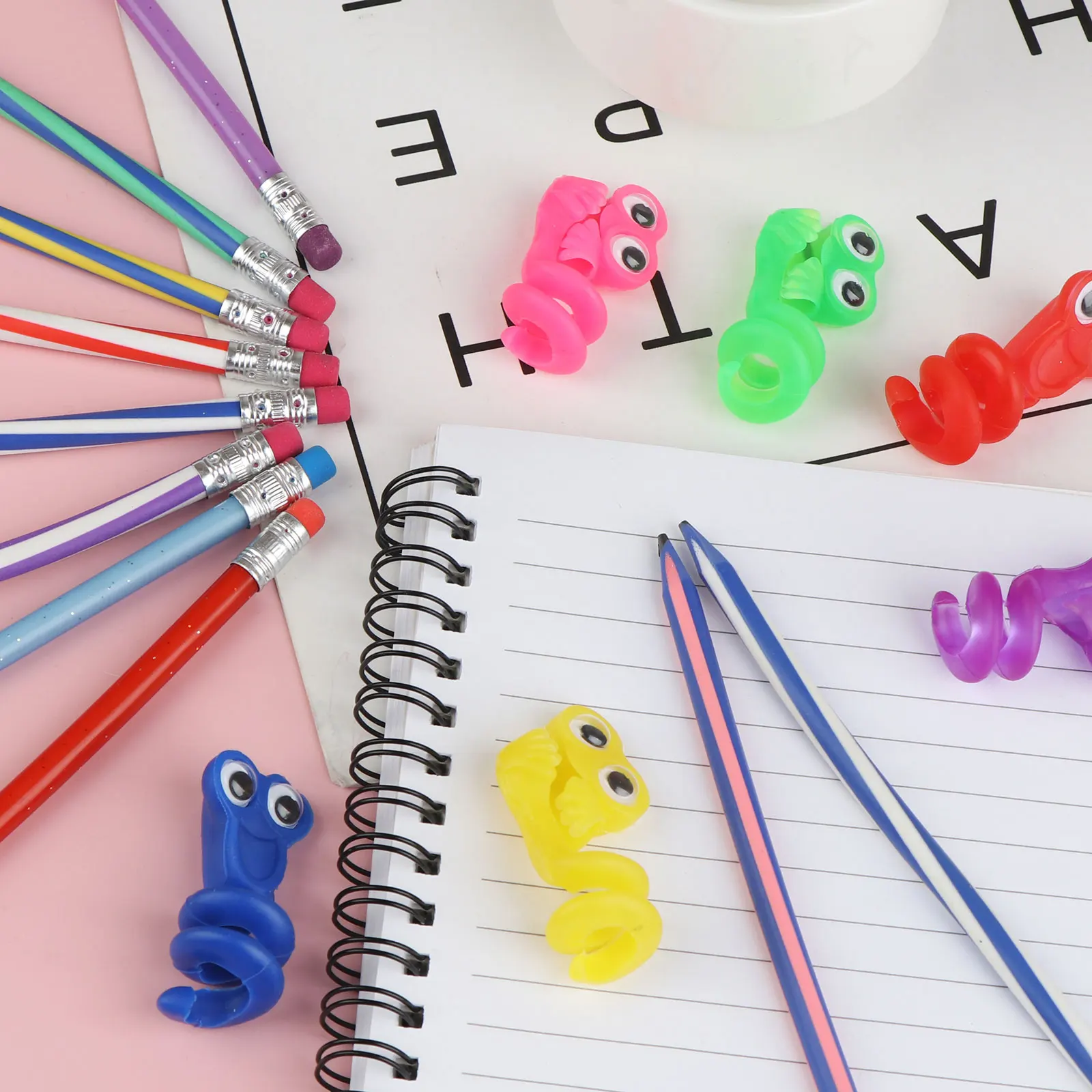 Lápis flexíveis Bendy para crianças, listra colorida, macio, 5pcs