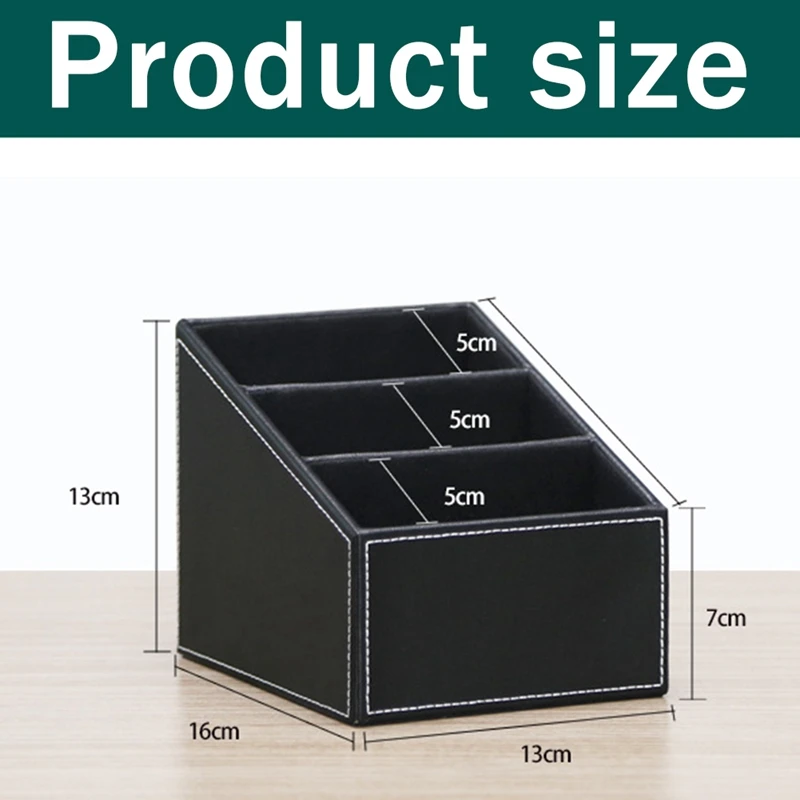 PU Leather Desk Papelaria Organizador, Caixa de armazenamento multifuncional para caneta de escritório, telefone celular, cartões de identificação, organizador preto durável