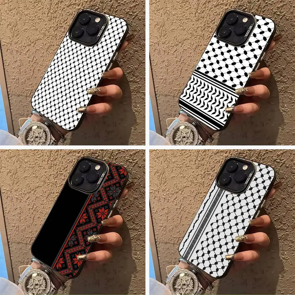 

Palestinian Keffiyeh Phone Case For iPhone 17,16,15,14,13,12,11 Plus Pro Max Colored Silver Phone Case