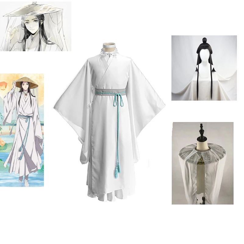 

Xie Lian Cosplay Anime Tian Guan Ci Fu White Han Fu Outfit Halloween Costumes Anime Outfit Unisex Costumes