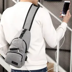 New Multifunctional Crossbody Bag Usb Charging Leisure Sports Large Capacity Chest Bag For Men