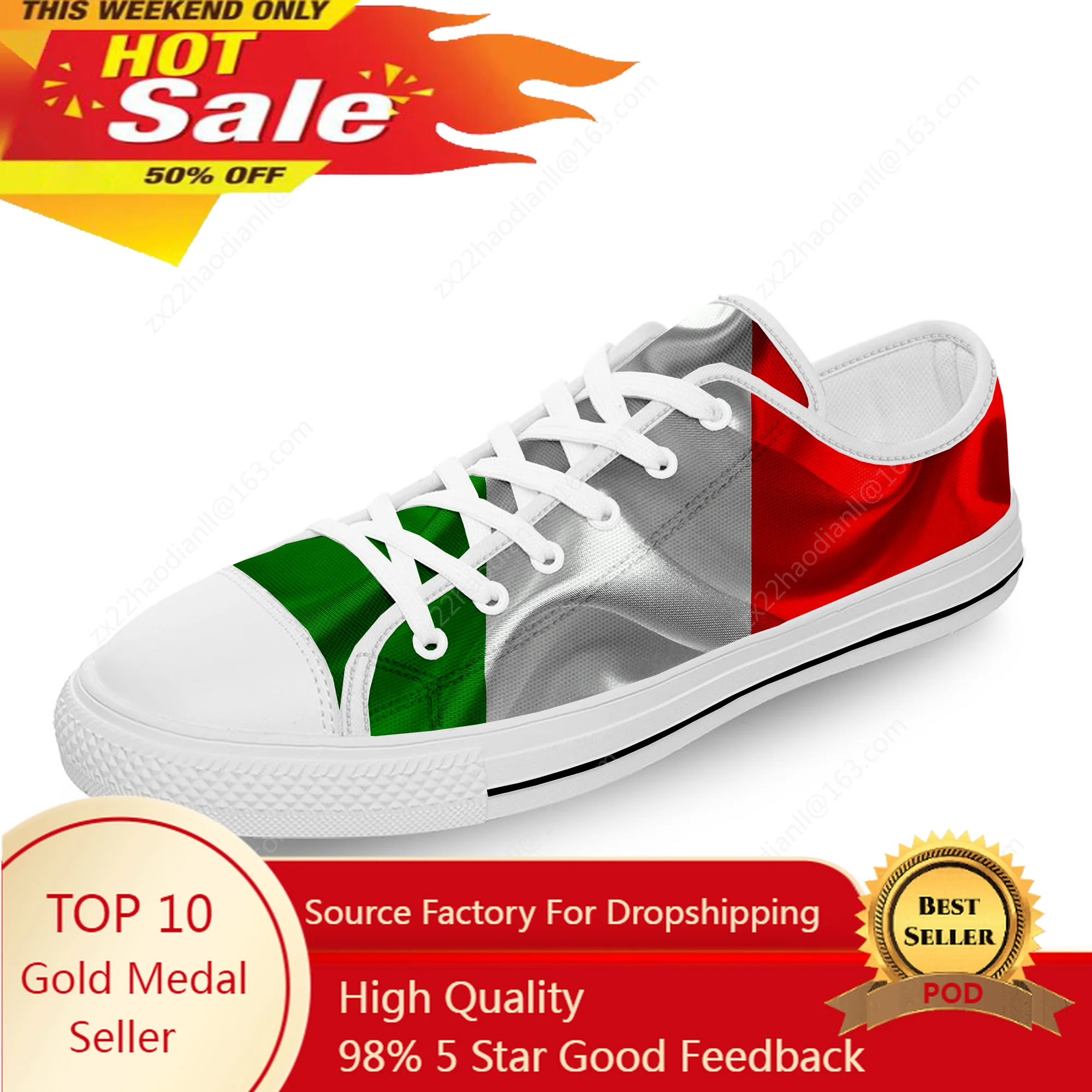 Italy Italian Italia Flag Patriotic White Cloth 3D Print Low Top Canvas Fashion Funny Shoes Men Women Breathable Sneakers