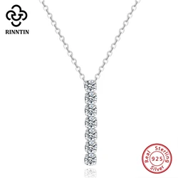 Rinntin 925 Sterling Silver 3*3mm Tassels Tennis Necklaces for Women Brilliant Cubic Zirconia Neck Chain Jewelry Gifts SN346