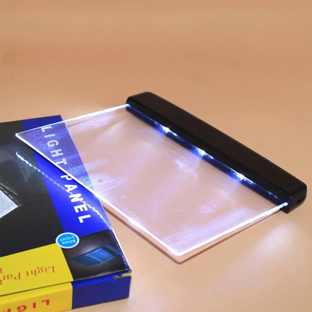 LED Flat Book Lights Clear LED Book Full Page Light For Reading In Bed At Night Portable Illuminator Panel Plate Lamp Board