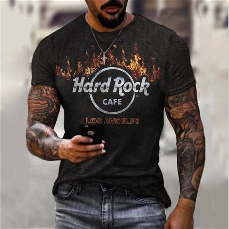 Men's fashion printed T-shirt summer street Harajuku round neck quick drying sports casual short sleeved top image 2