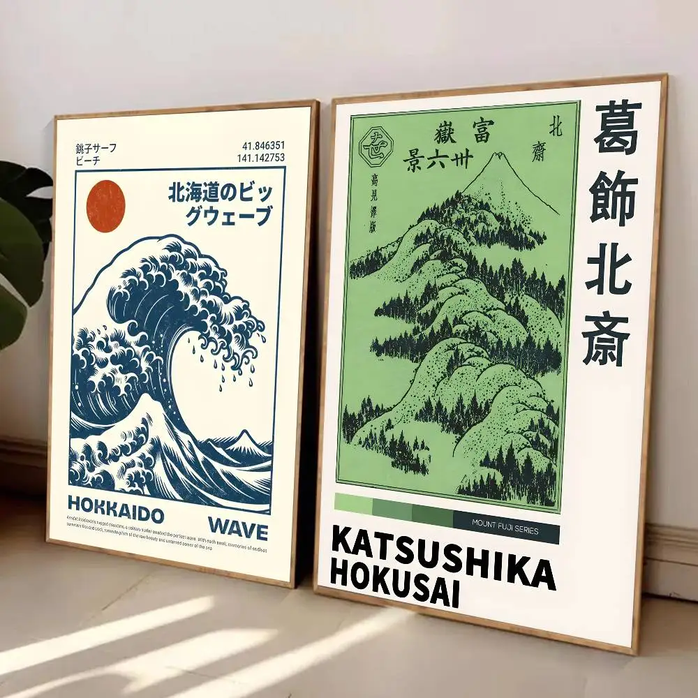 ملصق فني ياباني من Hokusai Ohara Koson ملصق فني عالي الوضوح ذاتي اللصق مقاوم للماء لتزيين المنزل لغرفة المعيشة