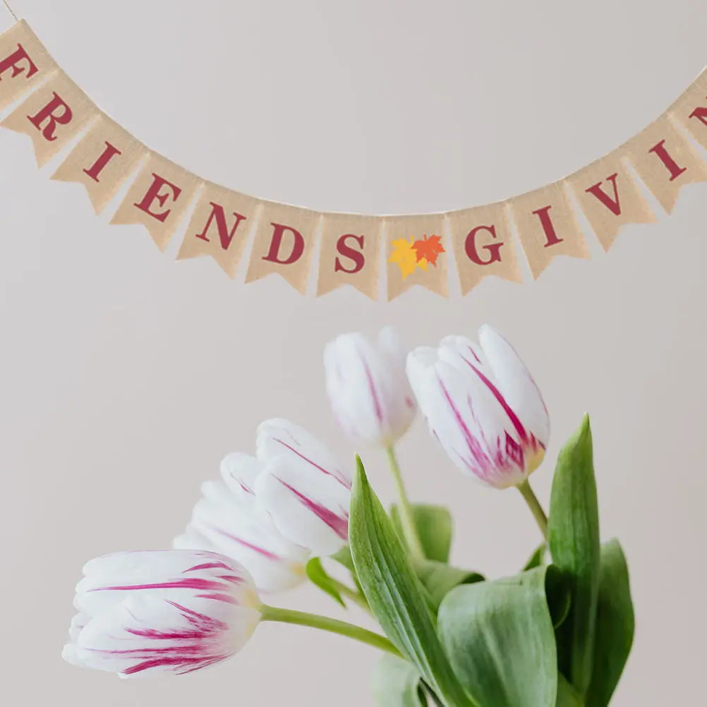 

1Set Linen Cloth Thanksgiving Bunting Khaki Pull Flags Classic Fashionable Eco Friendly Thanksgiving Pull Flags