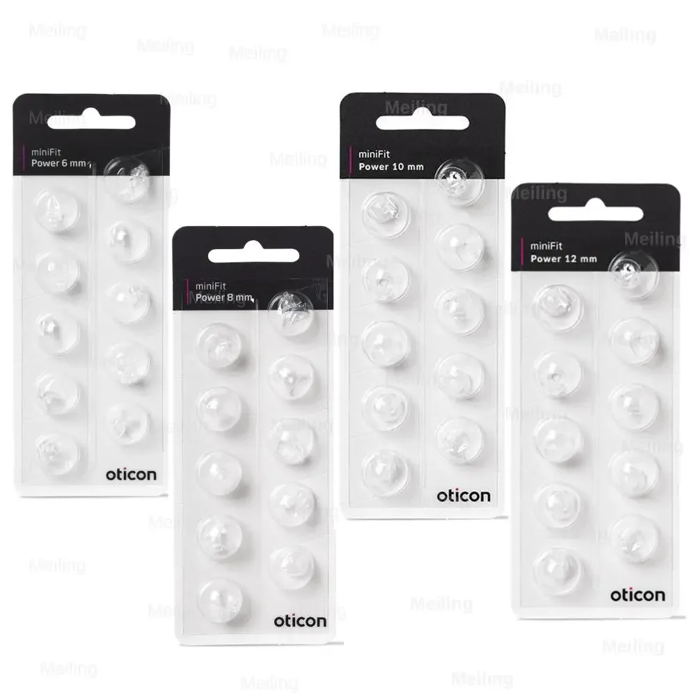 Oticon Hearing aid Pack of 10pcs oction miniFit Power 6mm 8mm 10mm 12mm Ear Tip Double Dome for Oticon Mini RITE Hearing Aids