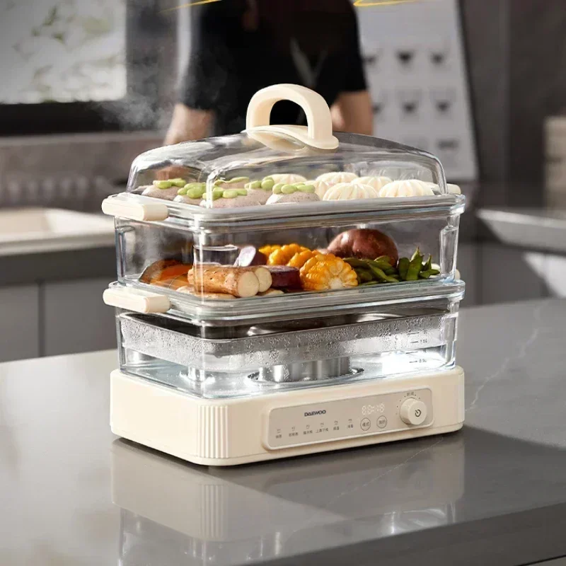 

Excellent Top Quality Hot SalesGlass Electric Steamer Multi-Functional Reservation Three-Layer Steaming Integrated Stainless Ste