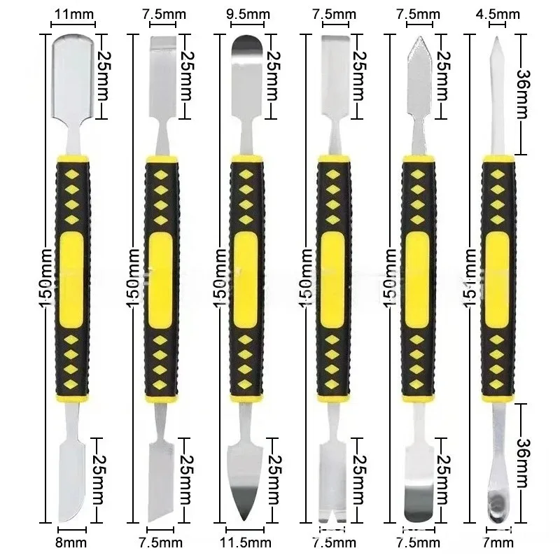 Double Headed Pry Bar 6-in-1 Disassembly Battery Screen Frame Flat Pry Bar Injection Molding  Repair Tool Hardened Claw Nail