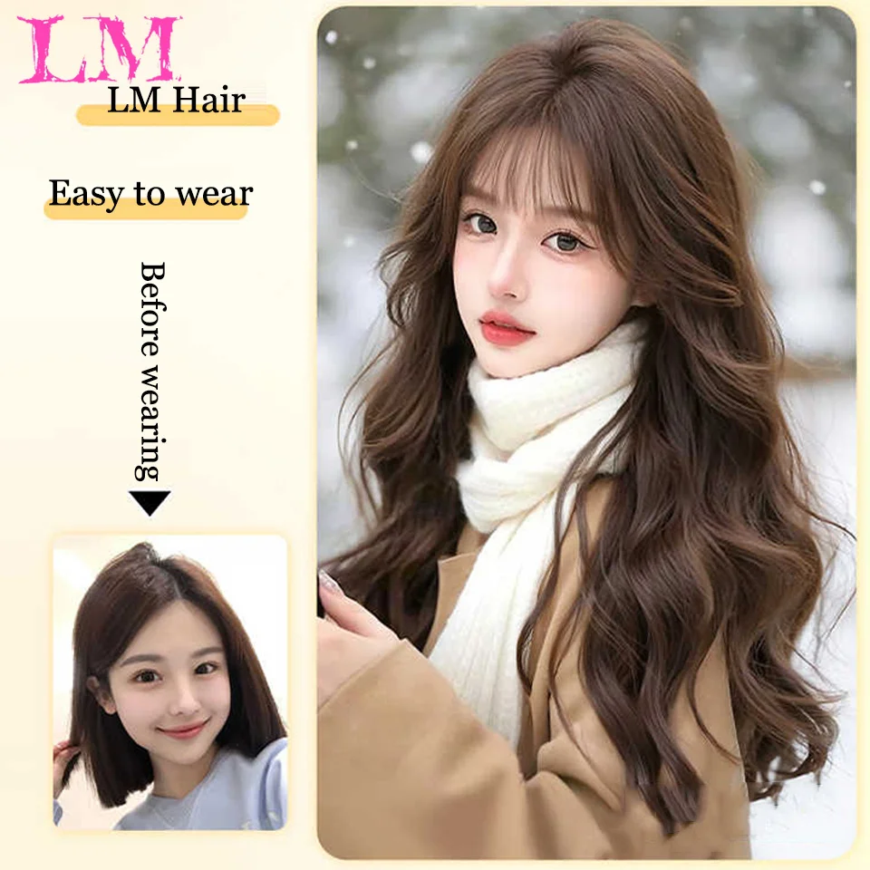 وصلات شعر صناعية بمشبك علوي من LM مع غرة للنساء تزيد من كمية الشعر على الجزء العلوي من غطاء الرأس Wh #5