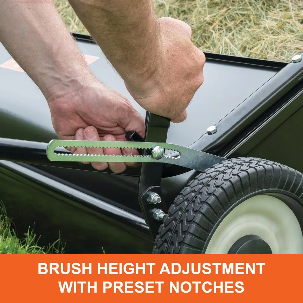 Agri-Fab 45-0546 Spazzatrice per prato da 52 pollici con trampoliera da 26 piedi cubi e altezza spazzola regolabile per foglie e erba Co