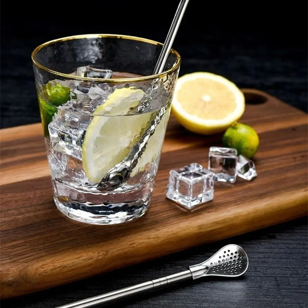 2/4Pcs Easy Cleaning Stainless Steel Drinking Straws Spoon Bombilla Gourd Reusable Yerba Mate Filter Washable with Brush