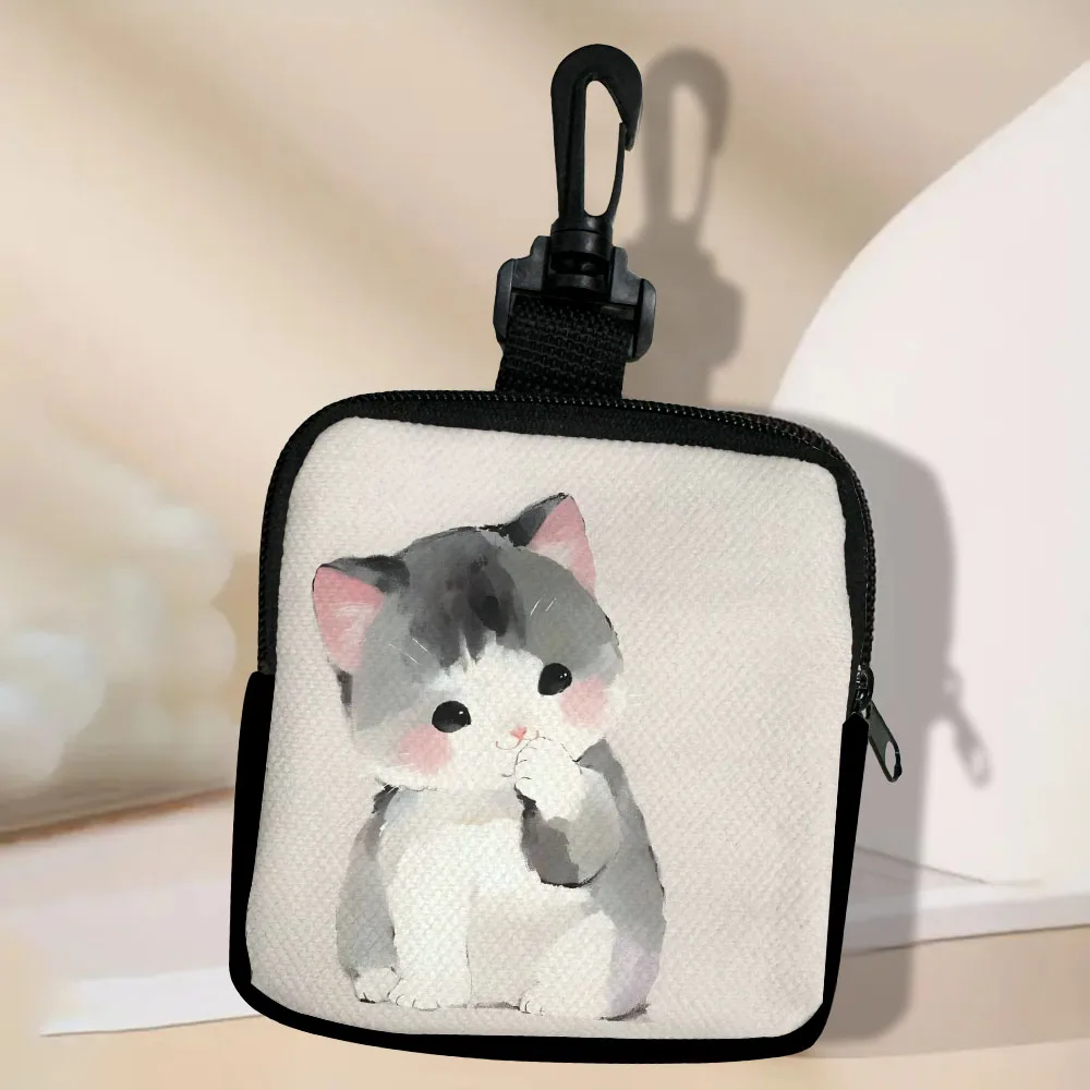 

Healing Cat Portable Women Coin Bag Money Purse Id Card Holder Wallet Case Zipper Key Storage Pouch Mini Key Bag 5.23