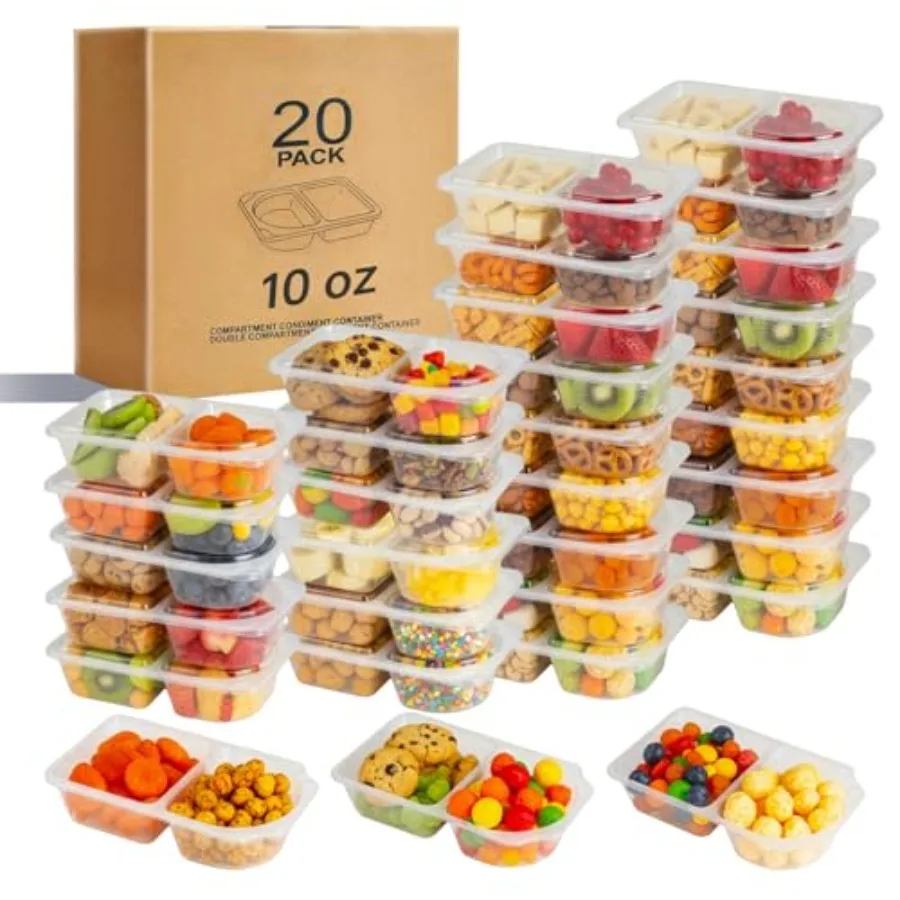 

Reusable Snack Containers with Lids, Snack Containers, -Pack Snack Pack Containers, meal prep containers Double Compartment, Co
