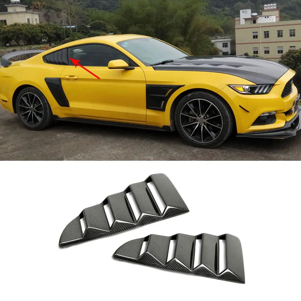

Carbon fiber Door Rear side window 1/4 Quarter Scoop Louver Covers for Ford Mustang 2015 2016 2017 2018 car styling