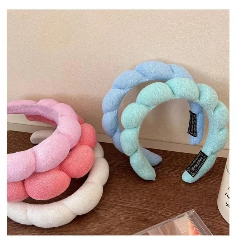 New Minimalist French Style Headband Hair Accessories Women\'s White Cloud High Skull Top with Widened Edges Wash Face and Press