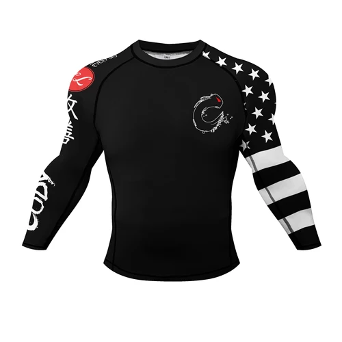 Imagen 2 del producto Cody Lundin negro hombres MMA BJJ brasileño Jujutsu lucha Taekwondo camisa de manga larga entrenamiento físico correr protectores contra sarpullidos