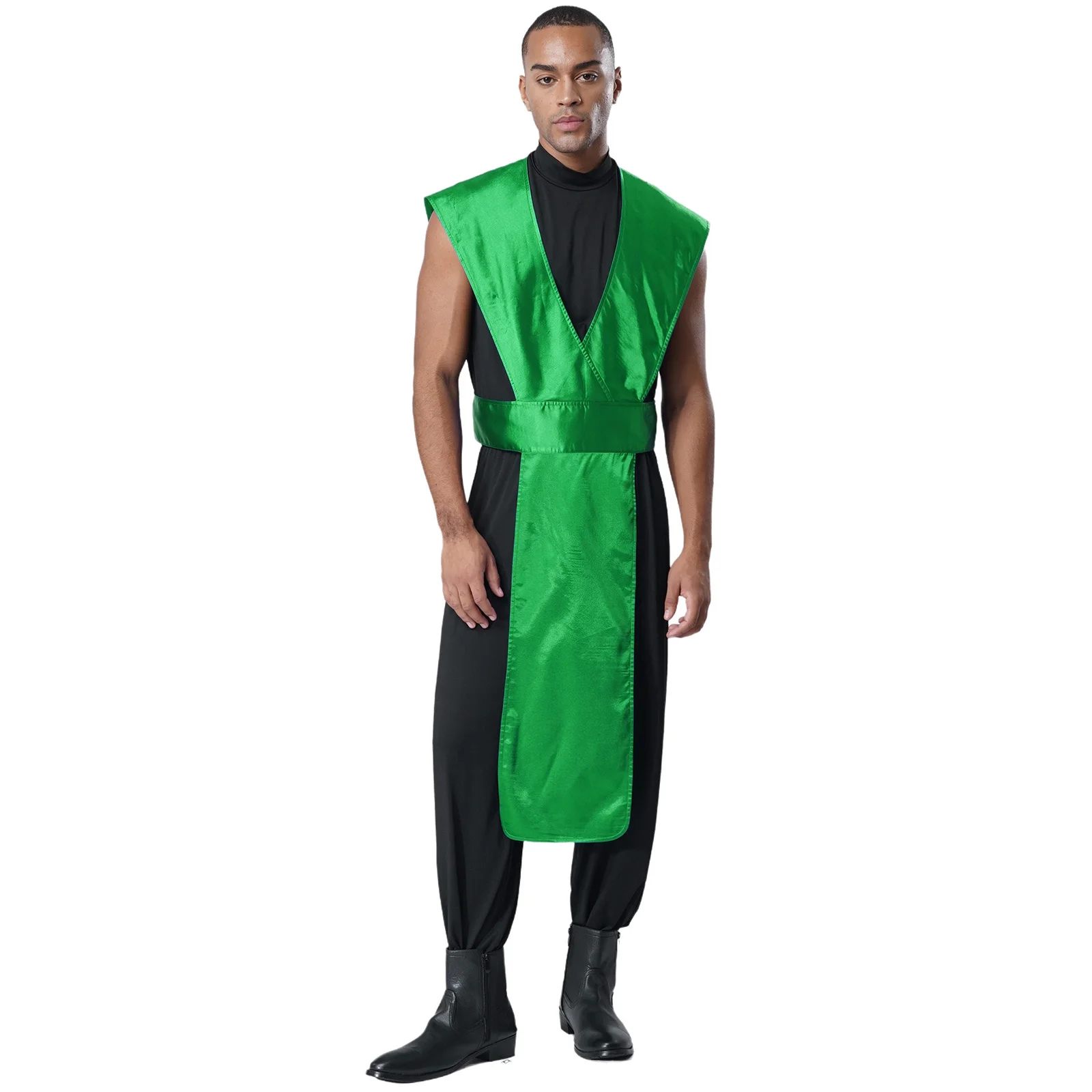 

Men's Fighter Gladiator Competition Performance Costumes Sleeveless Jumpsuit with Cover-up Warrior Jumpsuit for Festival Party