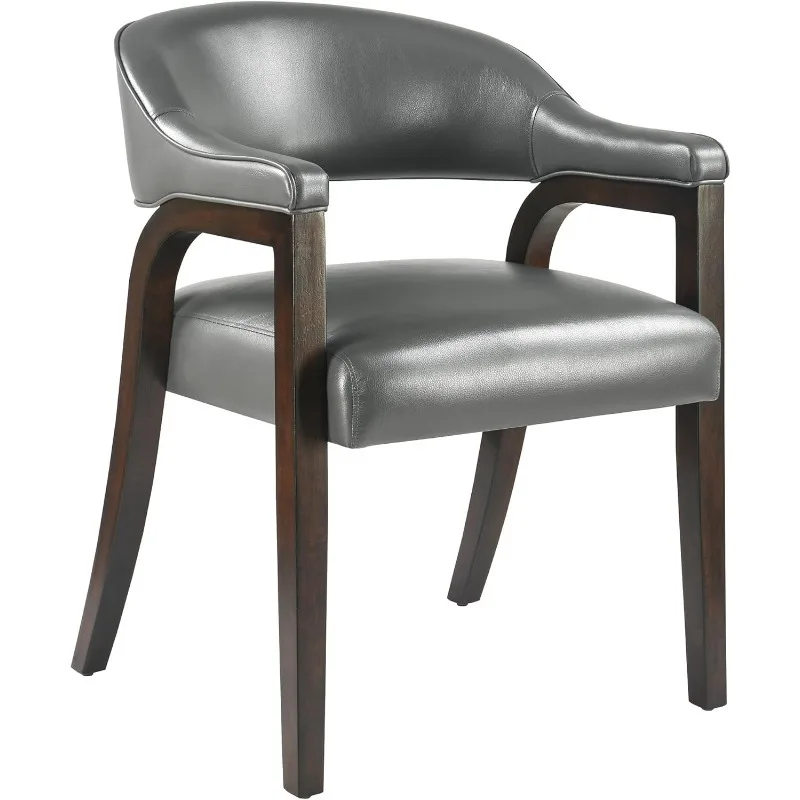 Faux Leather Dining Chairs with Arms,Contemporary Elegant Armchair Accent Game Chairs Boss Caption's Chairs with Premium Comfort