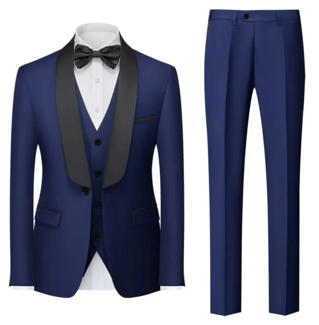 Men\'s Slim Fit 3-Piece  Set Shawl Lapel  Wedding Casual Formal Tuxedo Prom Evening Party High Quality Customizable