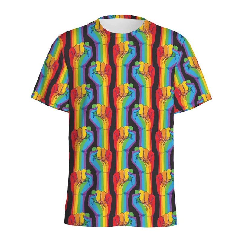 

Abstract Rainbow LGBT 3D Printed T-shirt For Men Women Summer Casual Short Sleeve O-Neck Tees Heart Pattern Tops Street T Shirts