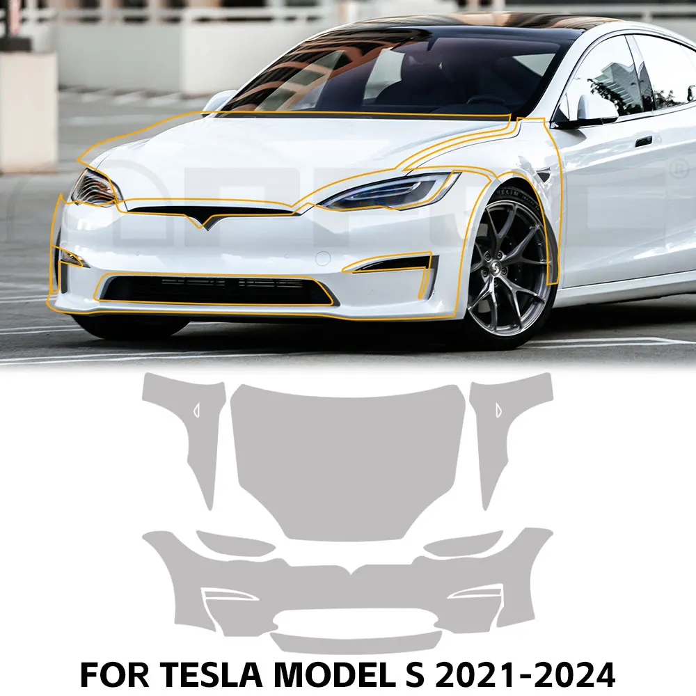 

For Tesla Model S 2021-2024 9Mil TPU Paint Protection Film Clear Bra Car Body Anti-scratch Pre-cut PPF Resistant Invisible Cover