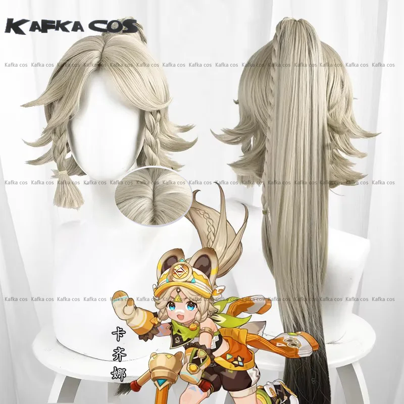 Game Genshin Impact Kachina Cosplay Wig Blonde Long Hair Ponytail Heat Resistant Synthetic Hair For Halloween