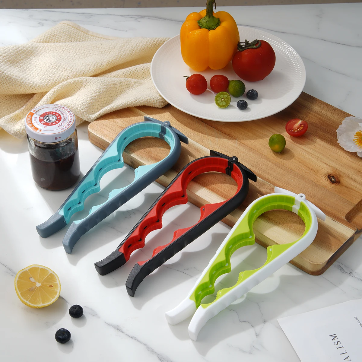 Can Opener Multi Functional Four In One Beverage Bottle Opener Cap Twister Four Position Anti Slip Cap Twister Kitchen Gadgets