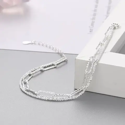 New luxury 925 sterling Silver Elegant Double-Layer Starry Sky Bracelet for women fashion jewelry wedding Valentine's Day Gifts