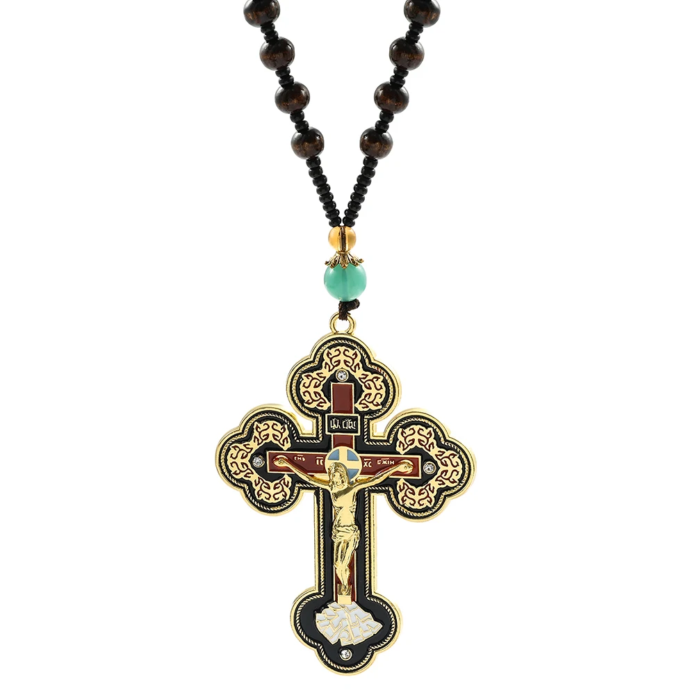 Catholic Orthodox Pectoral Cross Necklace Crucifix Pectoral Gold Plated Pendants Cross Chain Religious Jewelry Крест Кулон