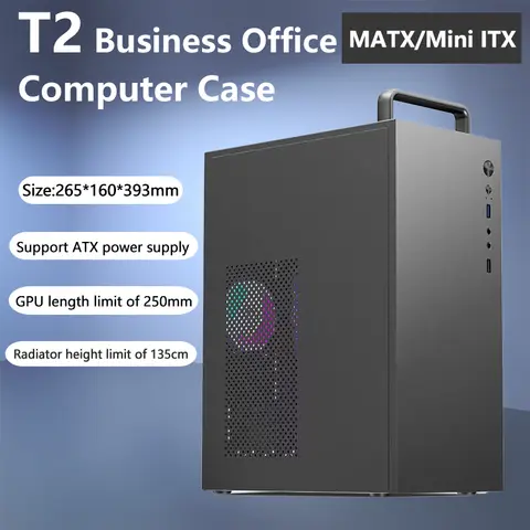 T2 Business Office Computer Case Portable Design Supports ATX Power Supply M-ATX/Mini ITX Motherboard PC Chassis
