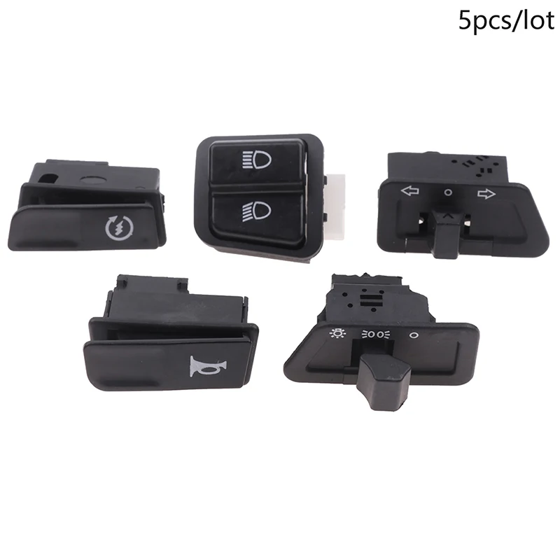 5pcs/set Motorcycle Start Switch Horn Light Turn Signal High Low Beam Button Switch Connecters For Scooter ATV Moped Accessories