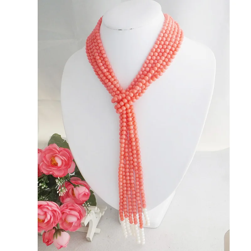 New Fashio African Beads Jewelry Nigerian Wedding Coral Beads Jewelry Indian Bridal Necklace