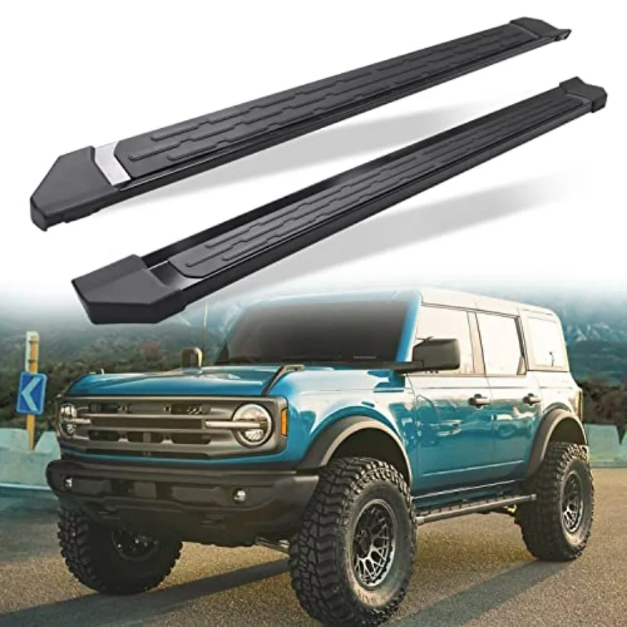 

Running Board Fit for Bronco 4Door 2021-2026 Side Step Bars Aluminum Black Durable Lightweight Easy Installation