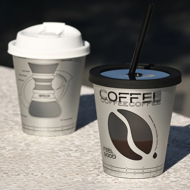 Disposable Cup Caliber 9cm Metal Hollowed Out Film with Inner Sticker Coffee Cup Disposable Coffee Cup