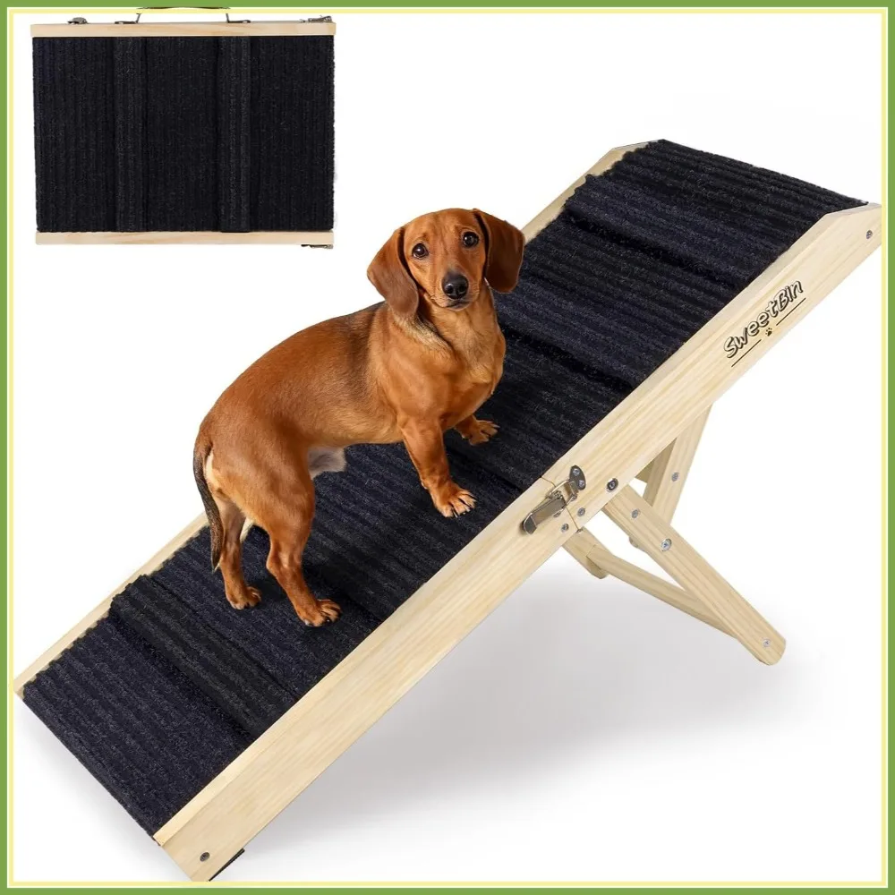 

Foldable Dog Ramp for Couch Bed, 4 Adjustable Height 12-20in, Portable Pet Stairs Non-Slip, up to 60LBS