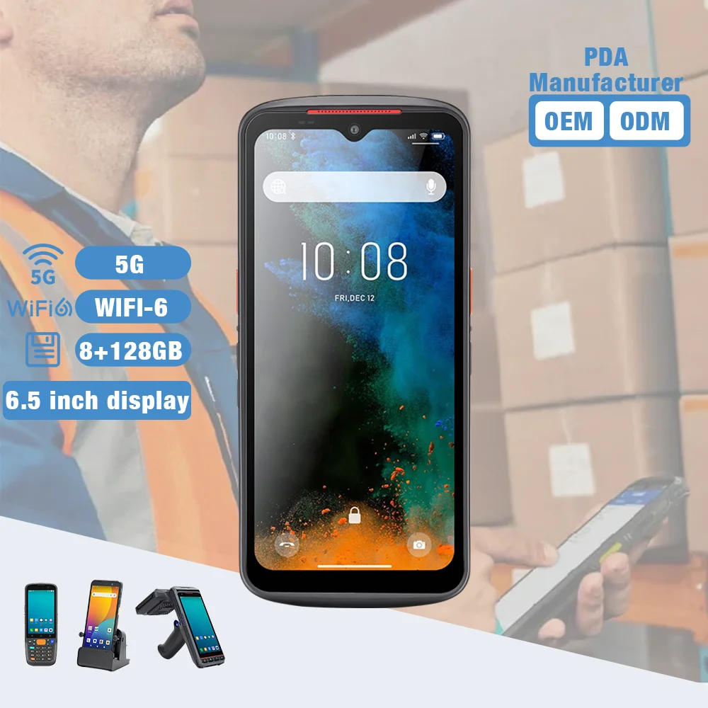 TC-65 Android 13 5G Rugged PDA Smartphone Handheld Inventory Mobile Data Terminal with 1D 2D QR Barcode Scanner IP68 Sealed
