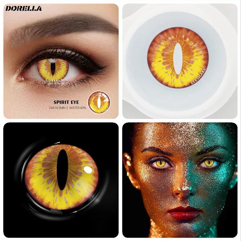 D\'ORELLA 2pcs Colored Cosplay Contact Lenses For Eyes Anime Colored Lens Yearly Eye Color Lens Beautiful Pupil Red Black Lenses