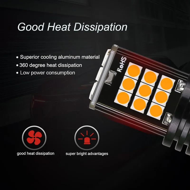 NLpearl 2pcs T20 7440 WY21W W21W 7443 W21/5W LED Bulbs Backup Reverse Brake Lamps Taillight Car Turn Signal Light Auto Lamp 12V