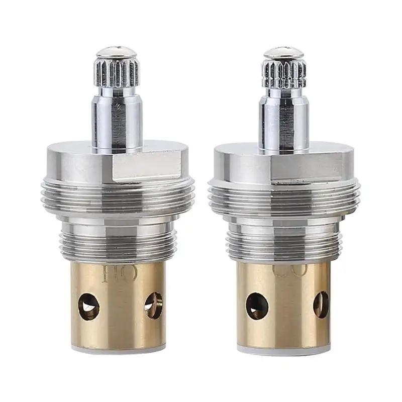 2Pcs Hot and Cold Faucet Stem with Bonnet & Cap Brass Faucet Replacement Stems for Bathtub And Shower Faucets Part D2RD
