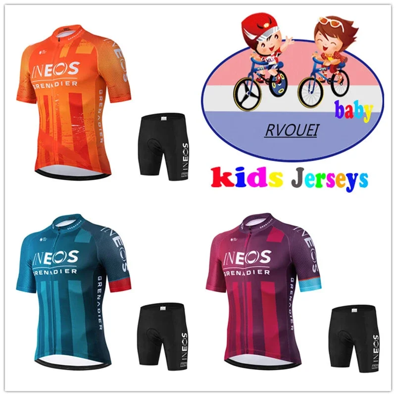 Ineos verão conjunto camisa de ciclismo respirável crianças maillot ciclismo manga curta menina ciclismo wear esportes crianças roupas ciclismo