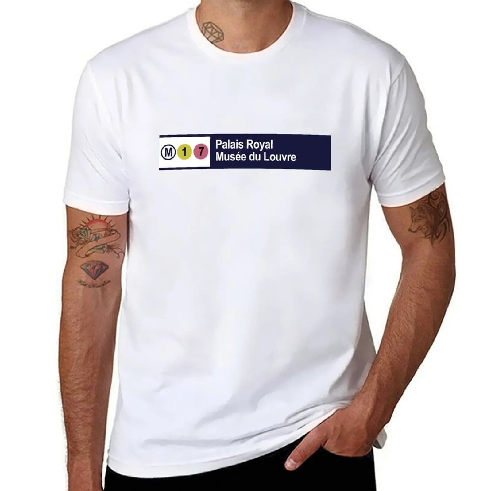

Louvre Museum Paris Metro Station Sign Palais Royal T-Shirt cotton tshirt 100% t shirt man casual T-Shirt