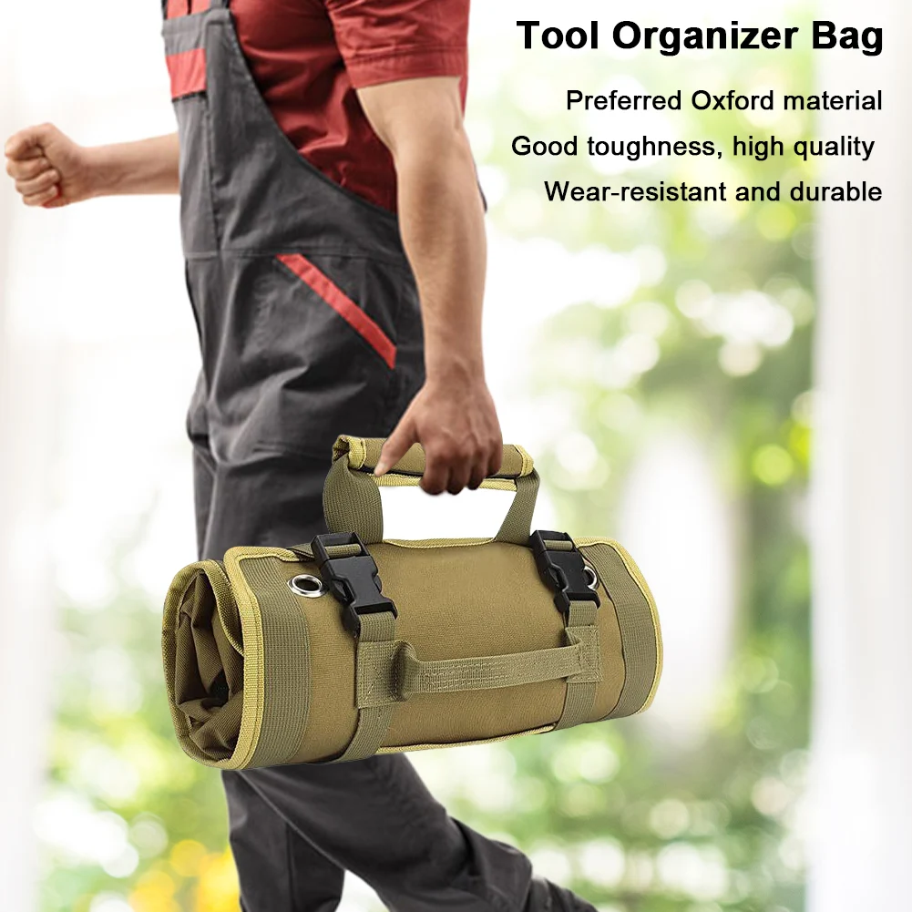 Multi-Purpose Tool Bag Portable Tool Roll Organizer Space-Saving Hardware Tools Pouch for Mechanic/Electrician/Motorcycle/Truck