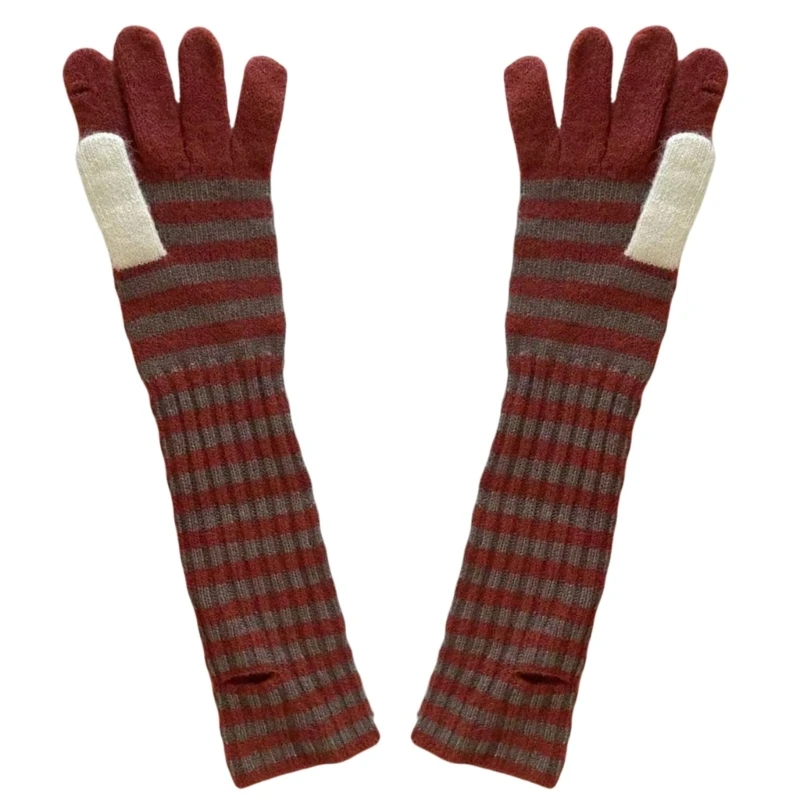 Stylish Knitted Thermal Gloves Full Finger Gloves Winter Warm Full Finger Gloves