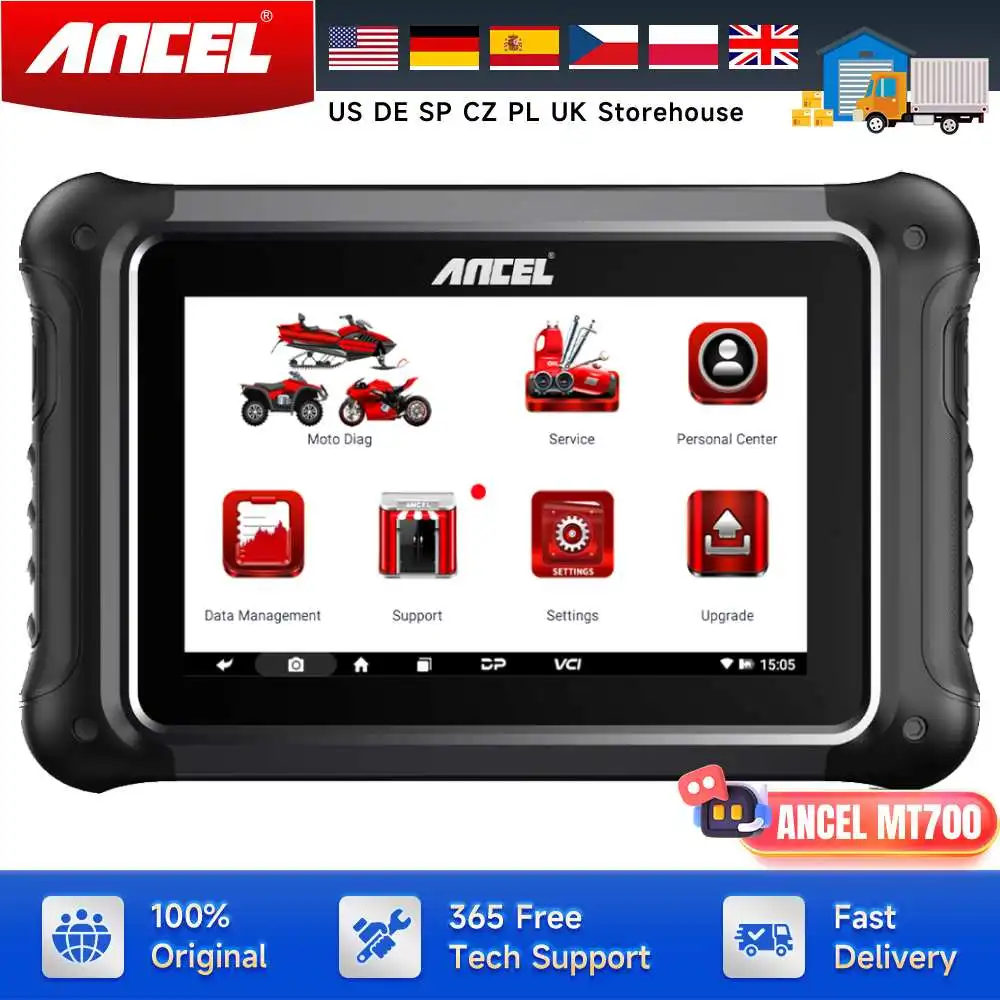 ANCEL MT700 Motorcycle OBD2 Automotive Scanner Full Systems Oil Reset ABS Diagnostic Tool with 35+ Reset Professional Scan Tools