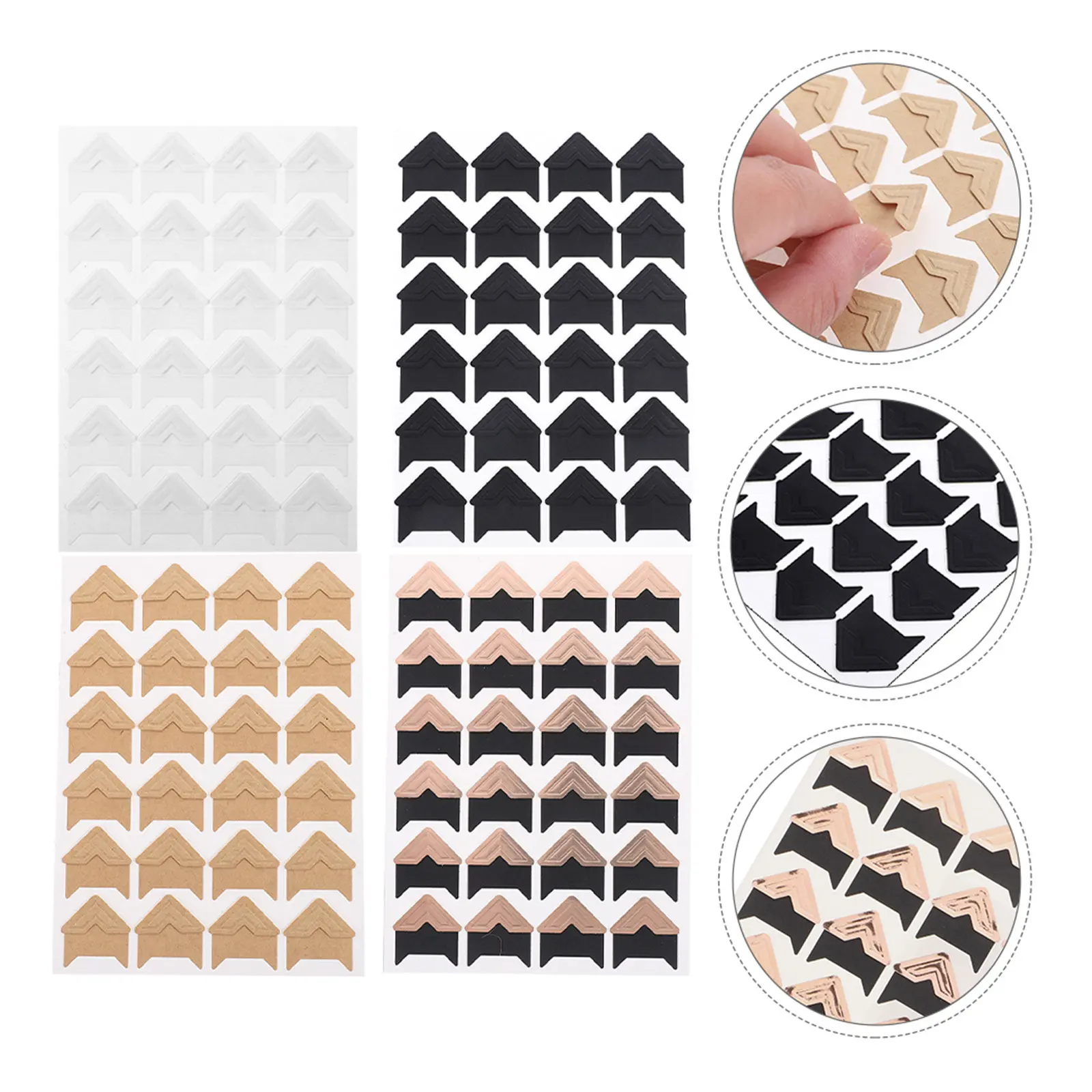 192 Pcs Photo Corners Self Adhesive Stickers Diary DIY Scrapbook Supplies Album Tabs