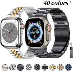 Kim Loại Cho Apple Watch 49Mm 45Mm 44Mm 42Mm 41Mm 40Mm Vòng Tay Inox dây Đeo Tay Dành Cho IWatch UItra 8 7 6 5 4 3 SE Thắt Lưng