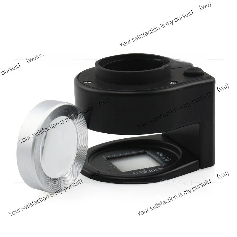 Metal printing grid pigeon eye cloth mirror 30x with 6LED banknote inspection cylindrical scale magnifying glass