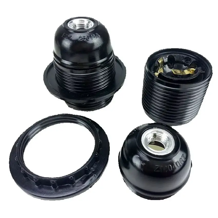 1pcs Black 4A CE Aluminum Bakelite Full Tooth E27 Screw Lampholder Energy Save Chandelier Led Bulb Socket Vintage Light Base